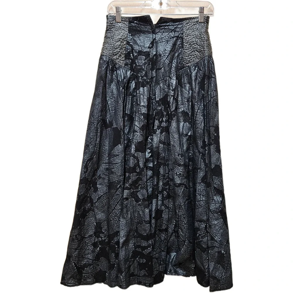 Black/Gray Casedei Collection Vintage 80s-90s Textured‎ Jacket & Skirt Size 10